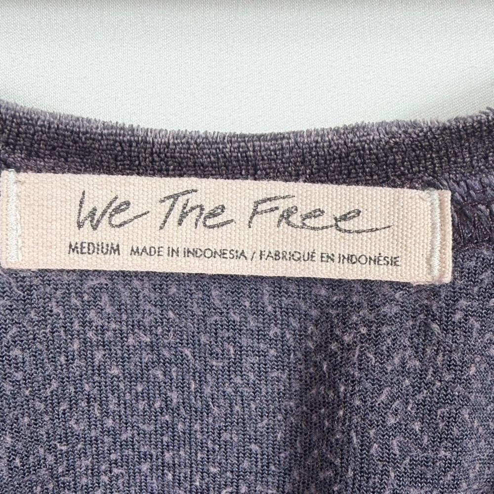 We The Free Valerie Crushed Velvet Top in Plum. Oversized Women M. Scoop Back - Picture 2 of 6